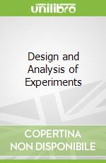 Design and Analysis of Experiments