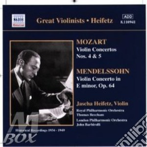 Jascha Heifetz: Plays Mozart, Mendelssohn - VIolin Concertos cd musicale di HEIFETZ
