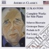 Foss Lukas - Opere Per Pianoforte Solo (integrale) cd musicale di Lukas Foss