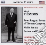 Virgil Thomson - Sonata Per Violino, Praises And Preyers, 4 Songs To Poems Of Th.campion cd