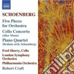 Arnold Schonberg - 5 Pieces For Orchestral, Cello COncerto, Piano Quartet cd