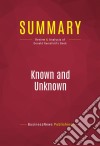 Summary: Known and UnknownReview and Analysis of Donald Rumsfeld&apos;s Book. E-book. Formato EPUB ebook