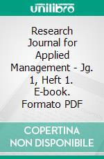 Research Journal for Applied Management - Jg. 1, Heft 1. E-book. Formato PDF ebook di Stephan Bingemer