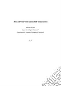 Note sull'intervento dello Stato in economia. E-book. Formato PDF ebook di Marco Piccioni