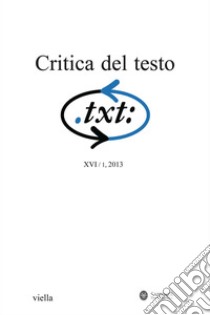 Critica del testo (2013) Vol. 16/1. E-book. Formato PDF ebook di Autori Vari
