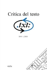 Critica del testo (2013) Vol. 16/1. E-book. Formato PDF ebook