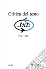 Critica del testo (2015) Vol. 18/1. E-book. Formato PDF ebook