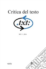 Critica del testo (2016) Vol. 19/1. E-book. Formato PDF ebook