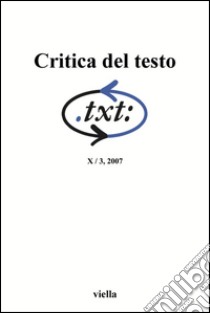 Critica del testo (2007) Vol. 10/3. E-book. Formato PDF ebook di AA. VV.