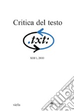 Critica del testo (2010) Vol. 13/1. E-book. Formato PDF ebook