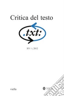 Critica del testo (2012) Vol. 15/1. E-book. Formato PDF ebook di Autori Vari