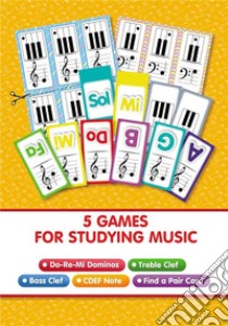 5 Games for Studying MusicTreble Clef, Bass Clef, Do-Re-Mi Dominos, CDEF Note, Find a Pair Cards. E-book. Formato EPUB ebook di Helen Winter