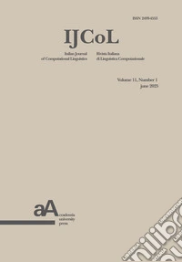 IJCoL - Italian Journal of Computational Linguistics vol. 11, n. 1 June 2025. E-book. Formato PDF ebook