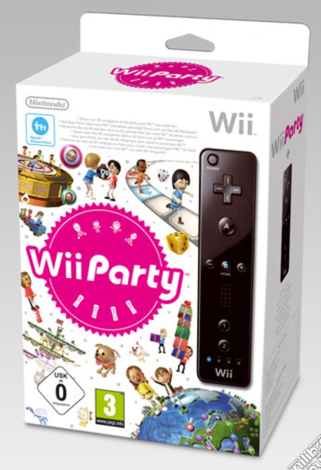 WII Party + Telecomando Nero videogame di WII