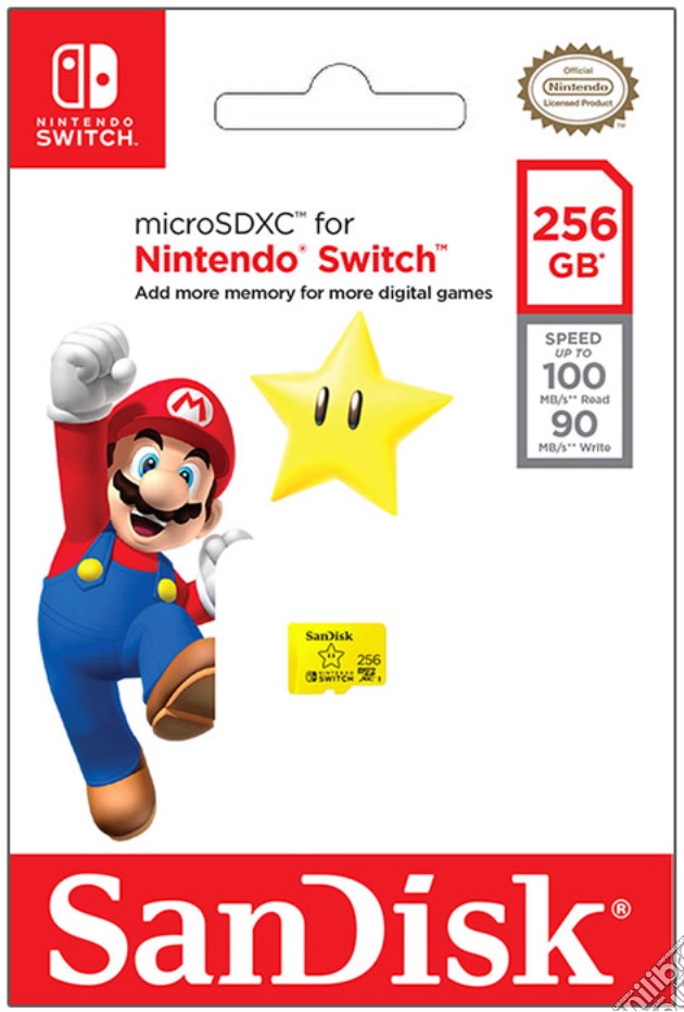 SanDisk Micro SD XC I 256GB Nintendo Switch videogame di HSSD