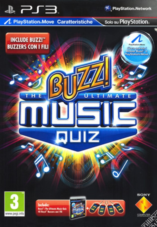 Buzz! The Ultimate MusicQ.+ Buzzer Wired videogame di PS3