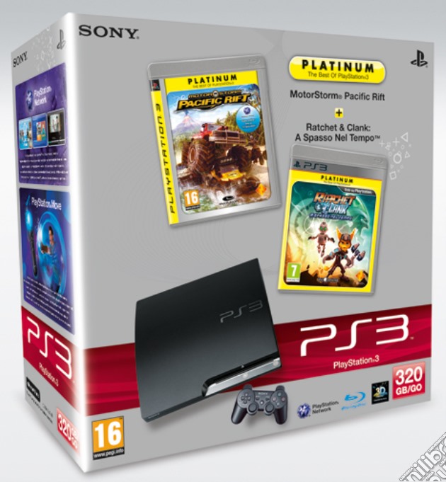 Playstation 3 320 GB+Motorstorm PR+R&C videogame di PS3