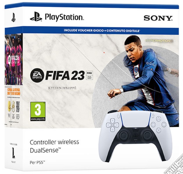 SONY PS5 Controller Wireless DualSense White + FIFA 23 videogame di ACC