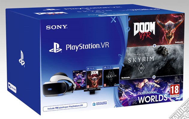 Sony PSVR Camera+Skyrim+Doom + VR Worlds videogame di ACC