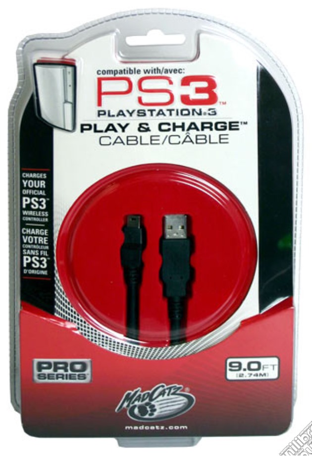 MAD CATZ PS3 Play & Charge Cable videogame di PS3