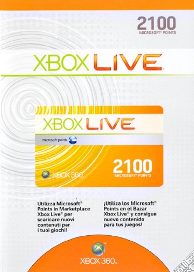 MICROSOFT X360 - Live 2100pt Card videogame di X360