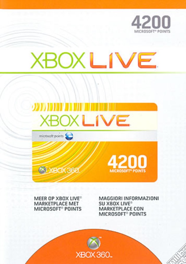 MICROSOFT X360 Live 4200pt Card videogame di X360