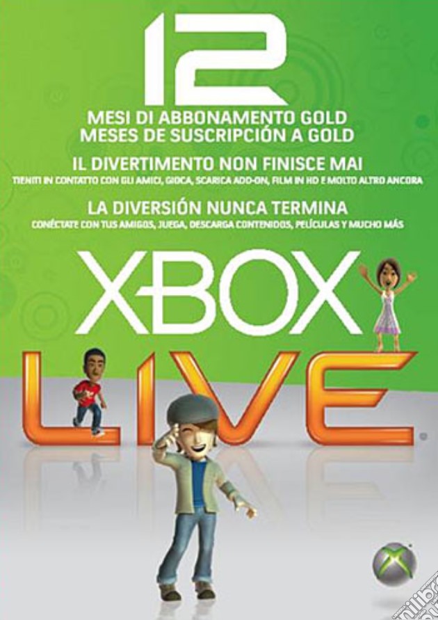 MICROSOFT X360 Live Gold Card 12 Mesi videogame di X360