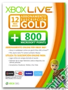MICROSOFT X360 Live 12M Gold Card+800Pts game acc