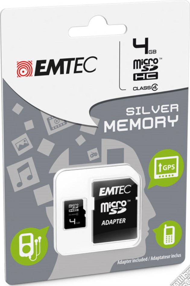 MicroSD + Adapter 4GB Silver (MP3-MP4) videogame di ACC