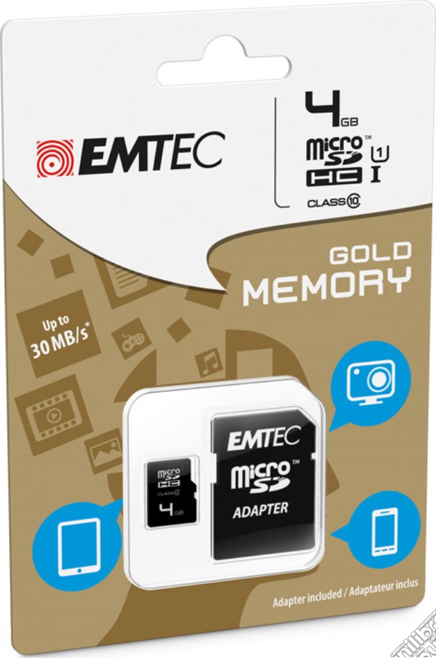 MicroSD + Adapter 4GB Gold (Smartph-Tab) videogame di HMEM