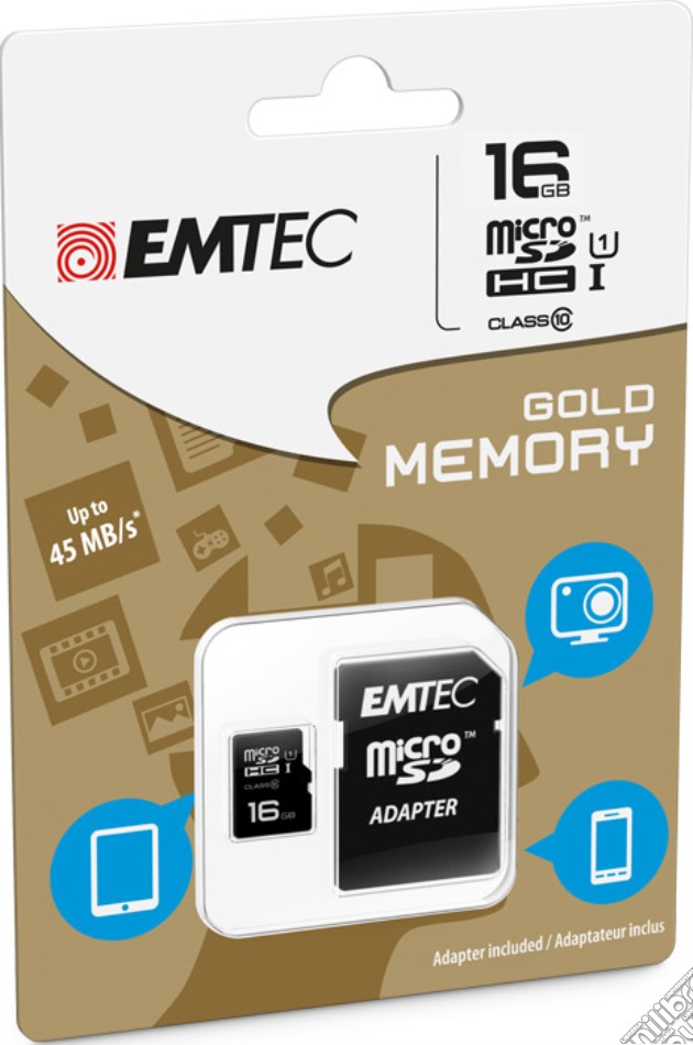 MicroSD + Adapter 16GB Gold(Smartph-Tab) videogame di HMEM