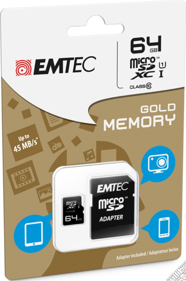 MicroSD + Adapter 64GB Gold(Smartph-Tab) videogame di HMEM