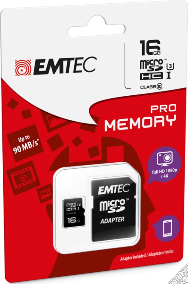 MicroSD + Adapter 16GB Pro (3D - 4K) videogame di HMEM