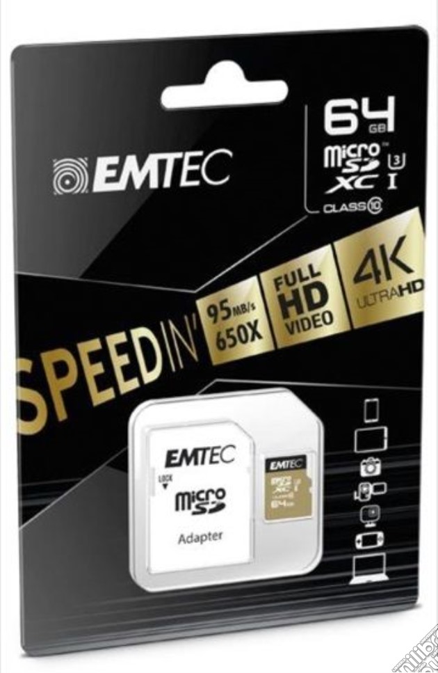 MicroSDHC 64GB Class10 Speedin videogame di HMEM