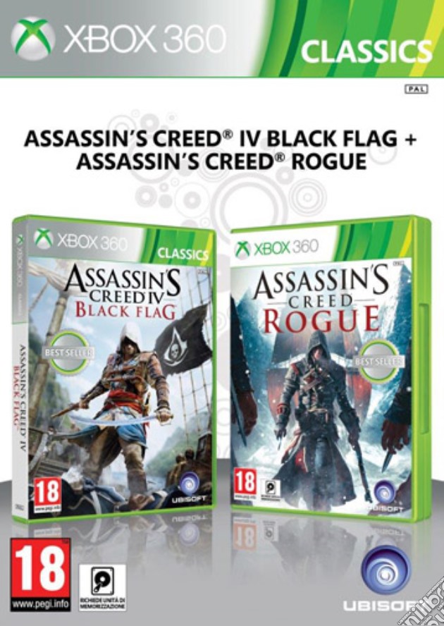 Compil AC IV Black Flag + AC Rogue videogame di X360