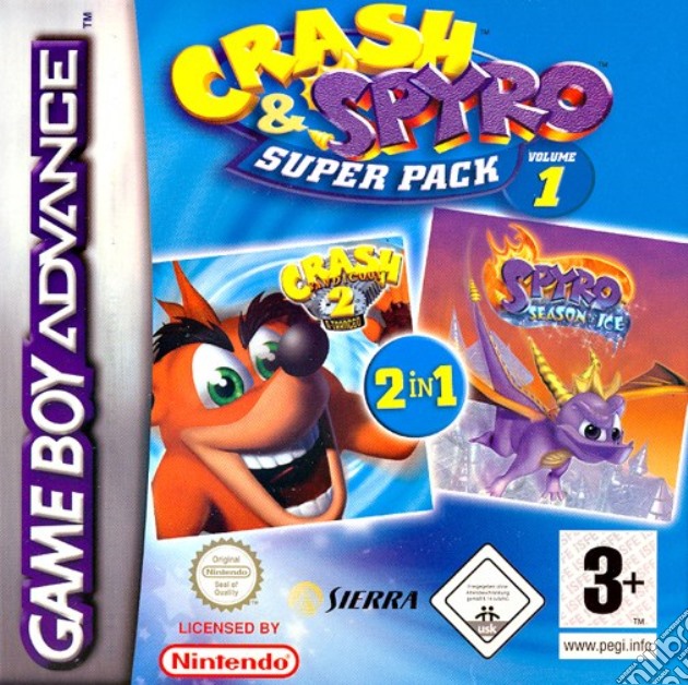 Crash 2 N-Tranced + Spyro Season of Ice videogame di GBA