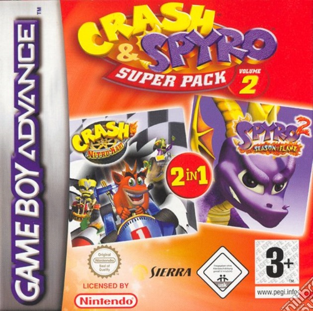 Crash Nitro Kart + Spyro 2 S. of Flame videogame di GBA