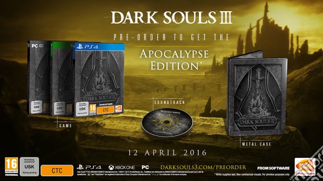 Dark Souls III Apocalypse Ed Day One Ed. videogame di XONE