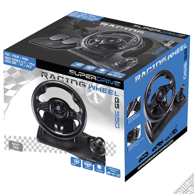 SUPERDRIVE Volante Racing Wheel GS 550 XBX/PC/PS4/XONE/PS3 videogame di ACC