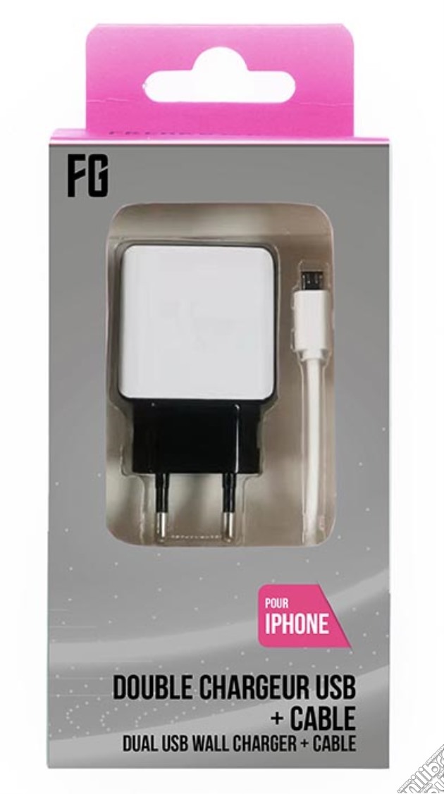 FREAKS Alimentatore AC 2 USB Slot + Cavo per iPhone Bianco videogame di ACFG