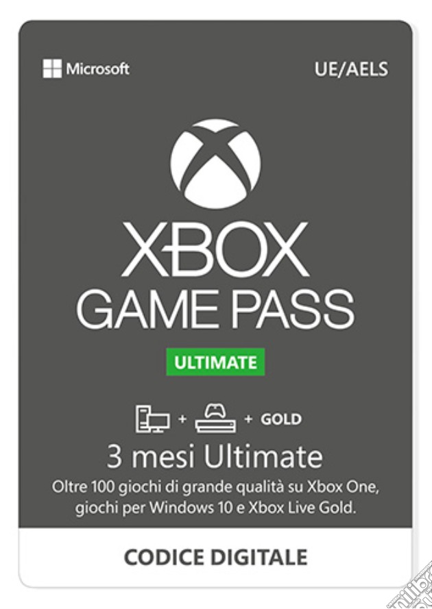 Microsoft XBOX Ultimate 3 Mesi PIN videogame di DDAX