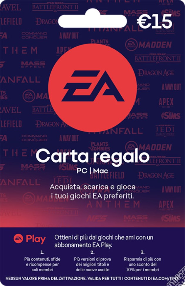 EA GIFT CARD 15 Euro videogame di DDGE