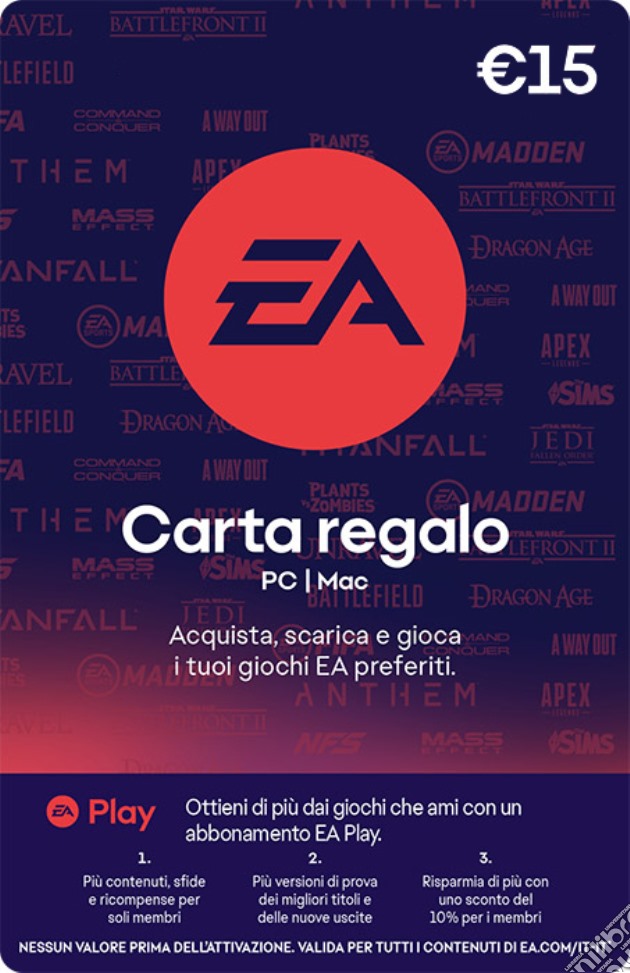EA GIFT CARD 15 Euro PIN videogame di DDGE