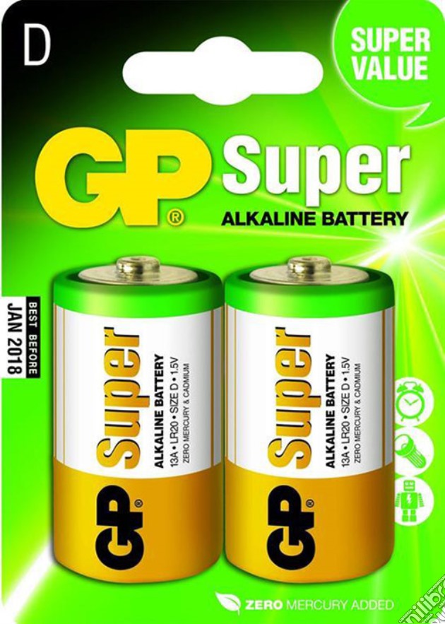 GP Battery Torcia D Blister da 2 videogame di HGP
