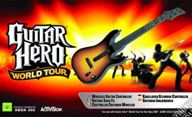 X360 Guitar Hero World Tour Stand.Guitar videogame di X360