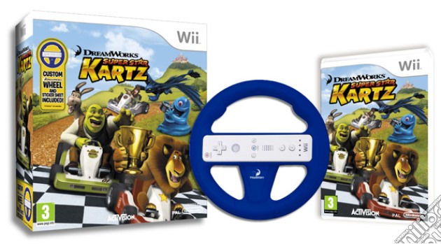 DreamWorks Super Star Kartz + volante videogame di WII