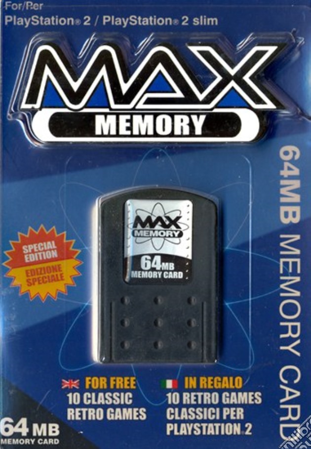 DATEL PS2 - Memory Max 64MB+CD 10 giochi videogame di PS2