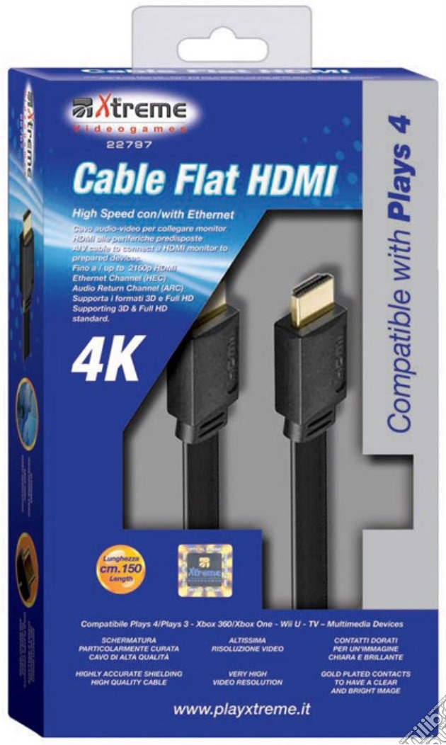 Cavo HDMI Flat 4K PS4 videogame di ACC