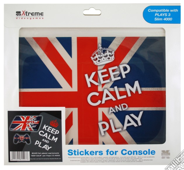 Stickers Keep Calm UK Flag PS3 Slim videogame di ACC