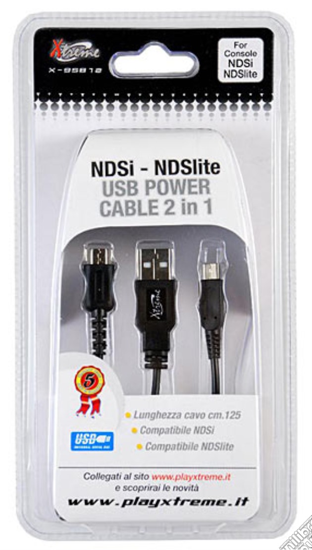 DSi NDSLite USB Power Cable 2 in 1 - XT videogame di NDS